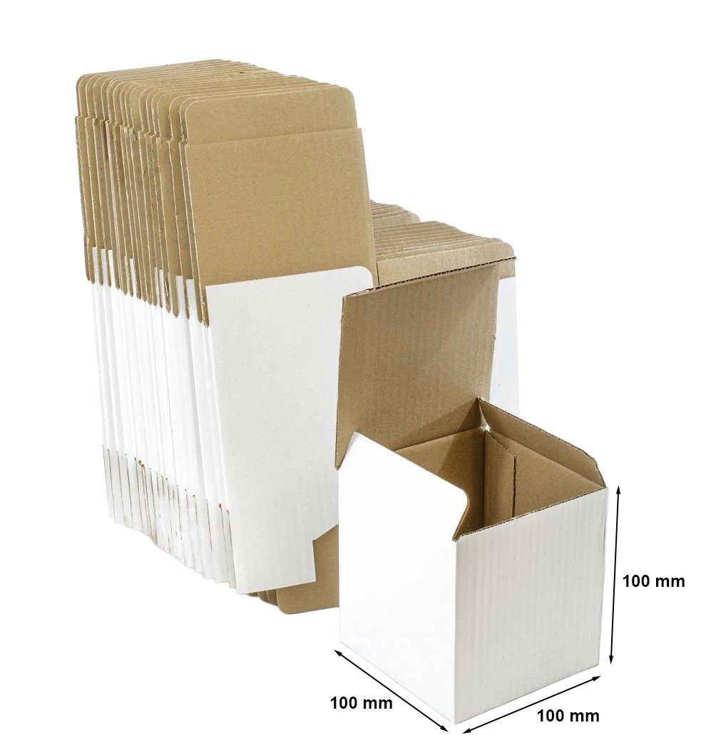 Kartony fasonowe wykrojnikowe, pudełka 100x100x100 mm białe, 50 szt.