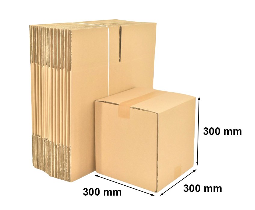 Kartony klapowe 300x300x300 mm, brązowe pudełka kartonowe, 50 sztuk