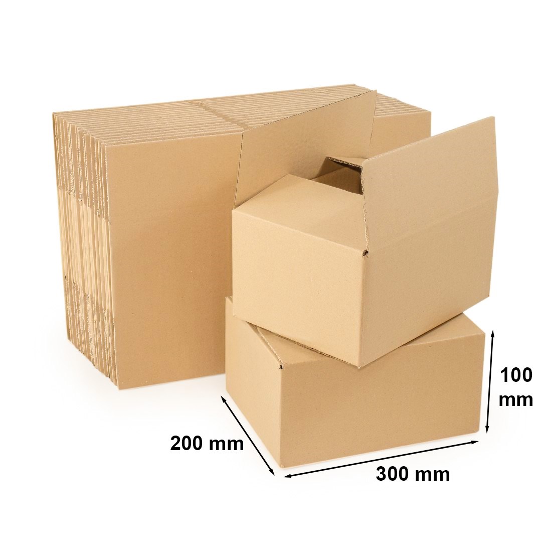 Kartony klapowe, pudełka kartonowe 300x200x100 mm, 50 sztuk