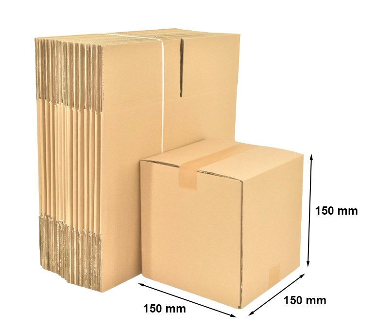 Kartony klapowe, pudełka kartonowe 150x150x150 mm brązowe, 100 szt.