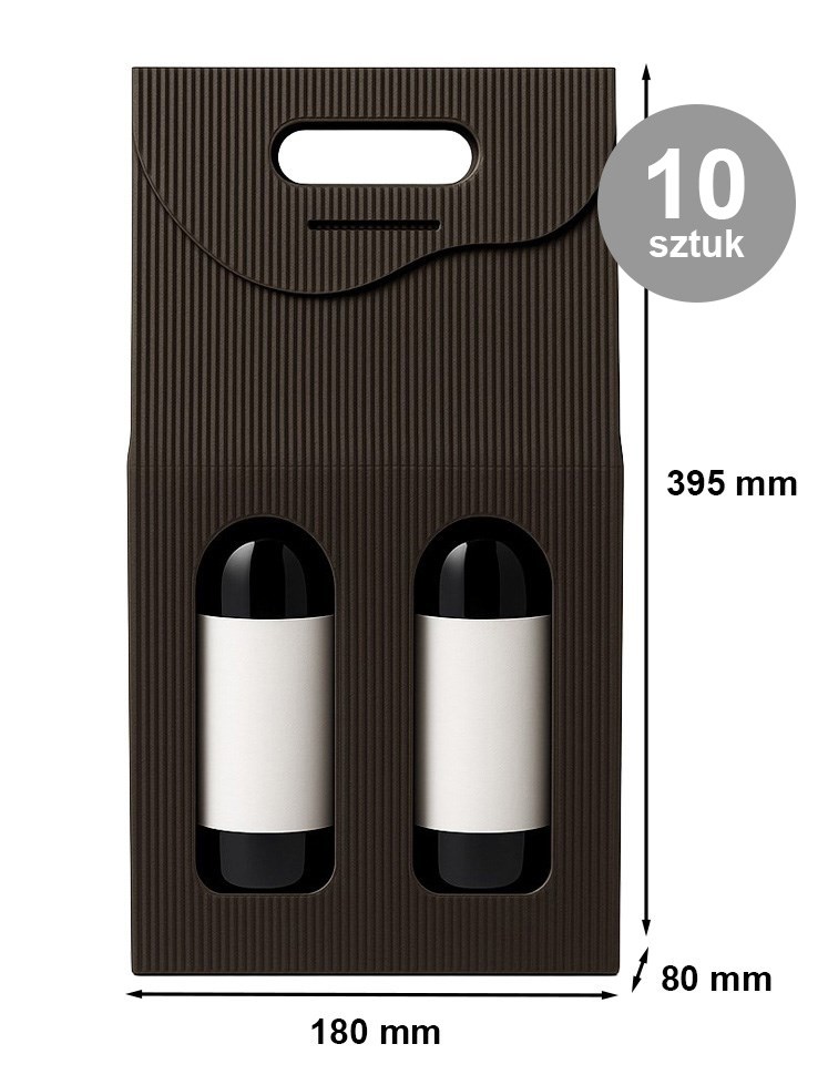 Pudełka fasonowe karbowane czarne na 2 wina 180x80x395 mm 10 sztuk