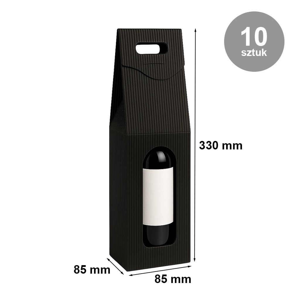 Pudełka karbowane czarne wykrojnikowe na wino 85x85x330mm 10szt
