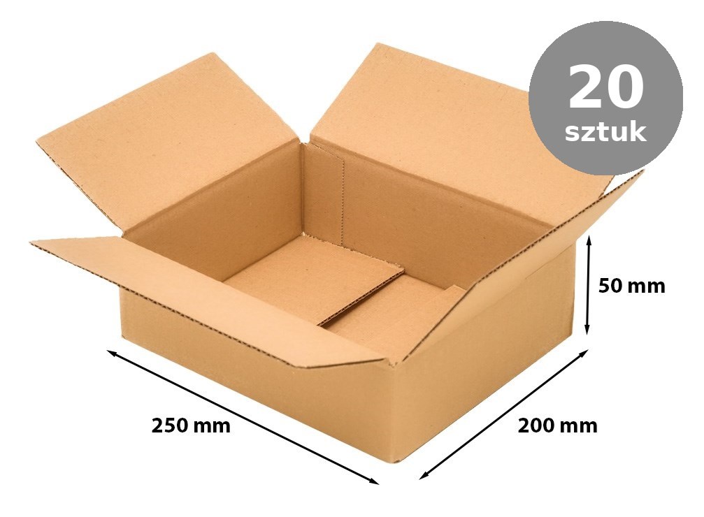 Karton klapowy 250x200x50 mm B320 brązowy do Paczkomatu A 20 szt.