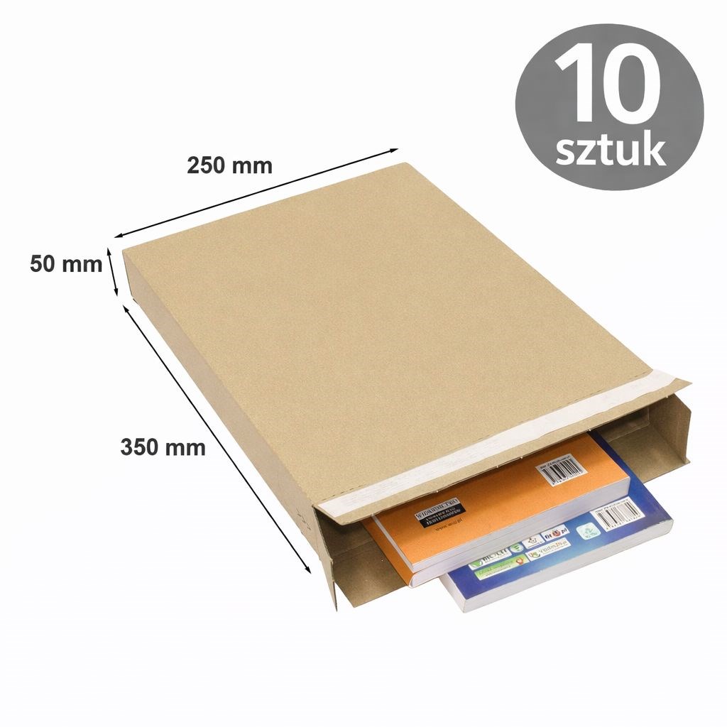 Pudełko Flatbox F12 karton wysyłkowy brązowy 250x50x350 mm 10 sztuk