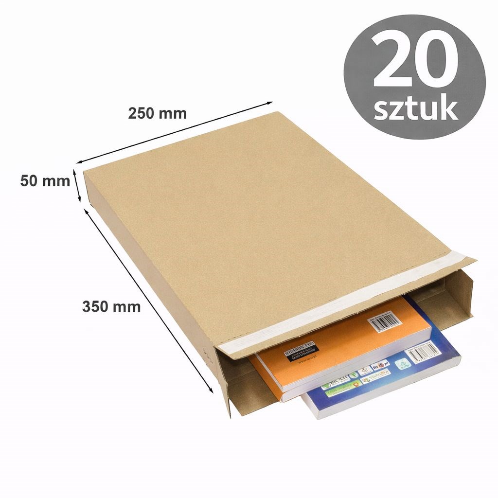 Pudełko kartonowe wysyłkowe Flatbox F12 250x50x350 mm, 20 sztuk