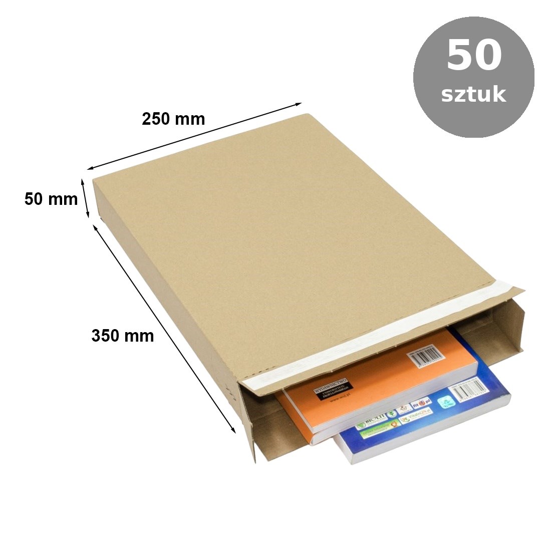 Pudełko Flatbox F12 250x50x350mm 50 sztuk Płaskie Pudełko Wysyłkowe