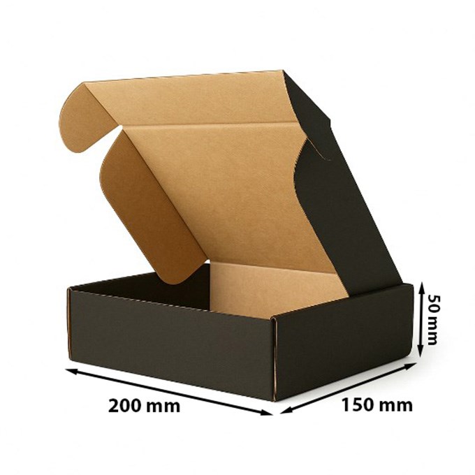 Czarny karton wykrojnikowy 200x150x50 mm, pudełko fasonowe premium