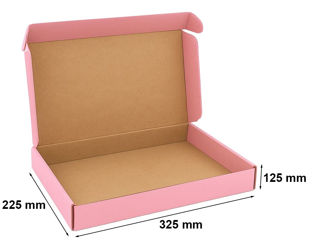 Karton wykrojnikowy 325x225x125 mm (zewn.) różowy - pudełko fasonowe