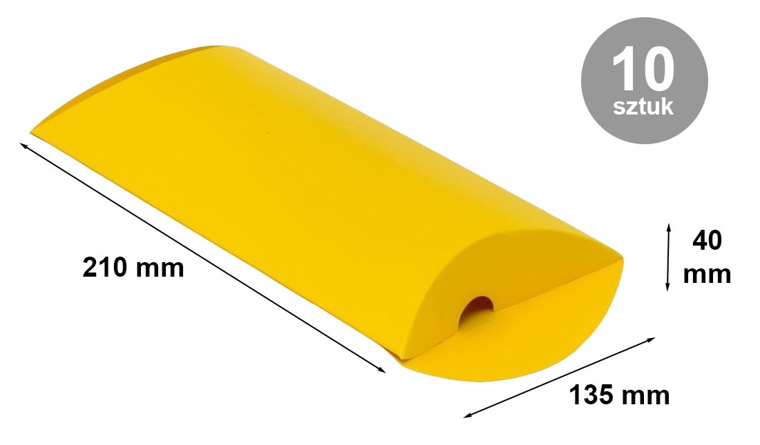 Pudełka ozdobne poduszkowe kartonowe 210x135x40 mm, żółte M, 10 szt.