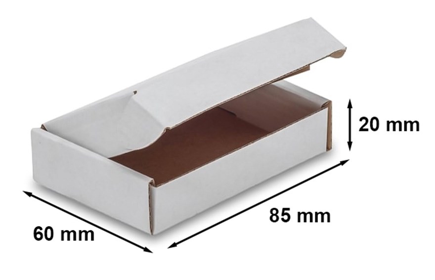 Kartonik wykrojnikowy F427 85x60x20 mm biały pudełko do InPost XS