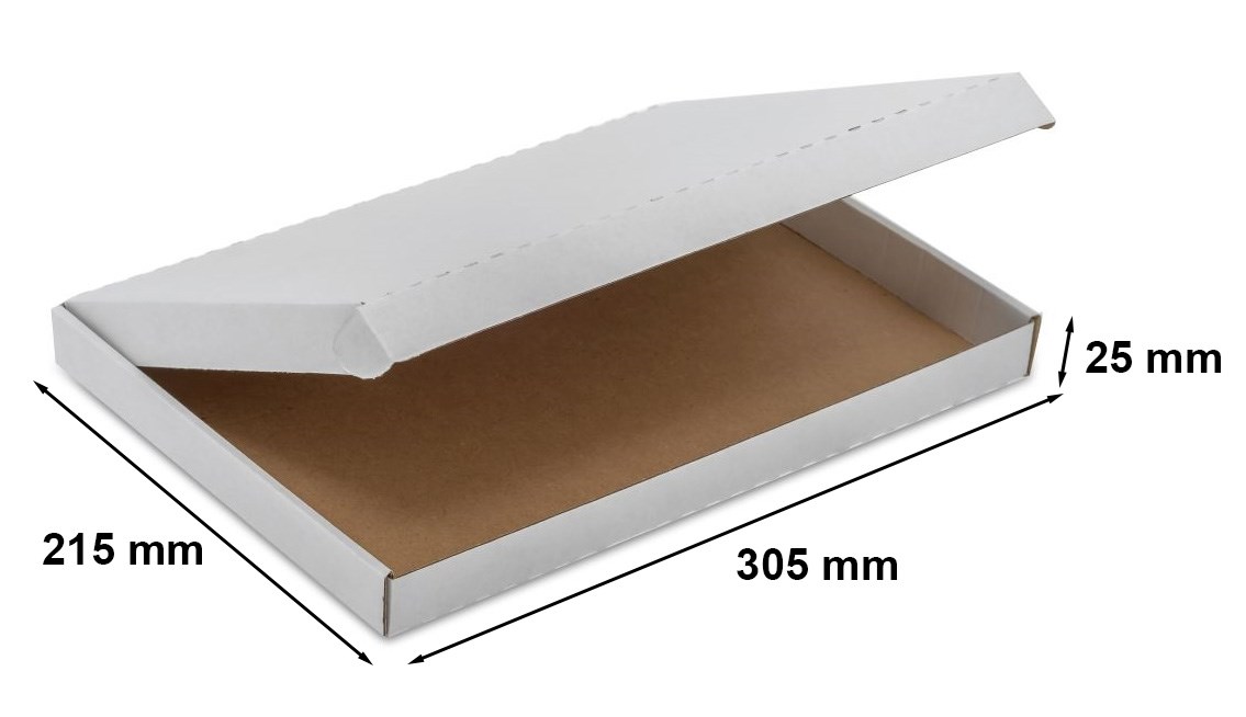 Karton wykrojnikowy F427 biały pudełko A4 305x215x25 mm Paczkomat XS