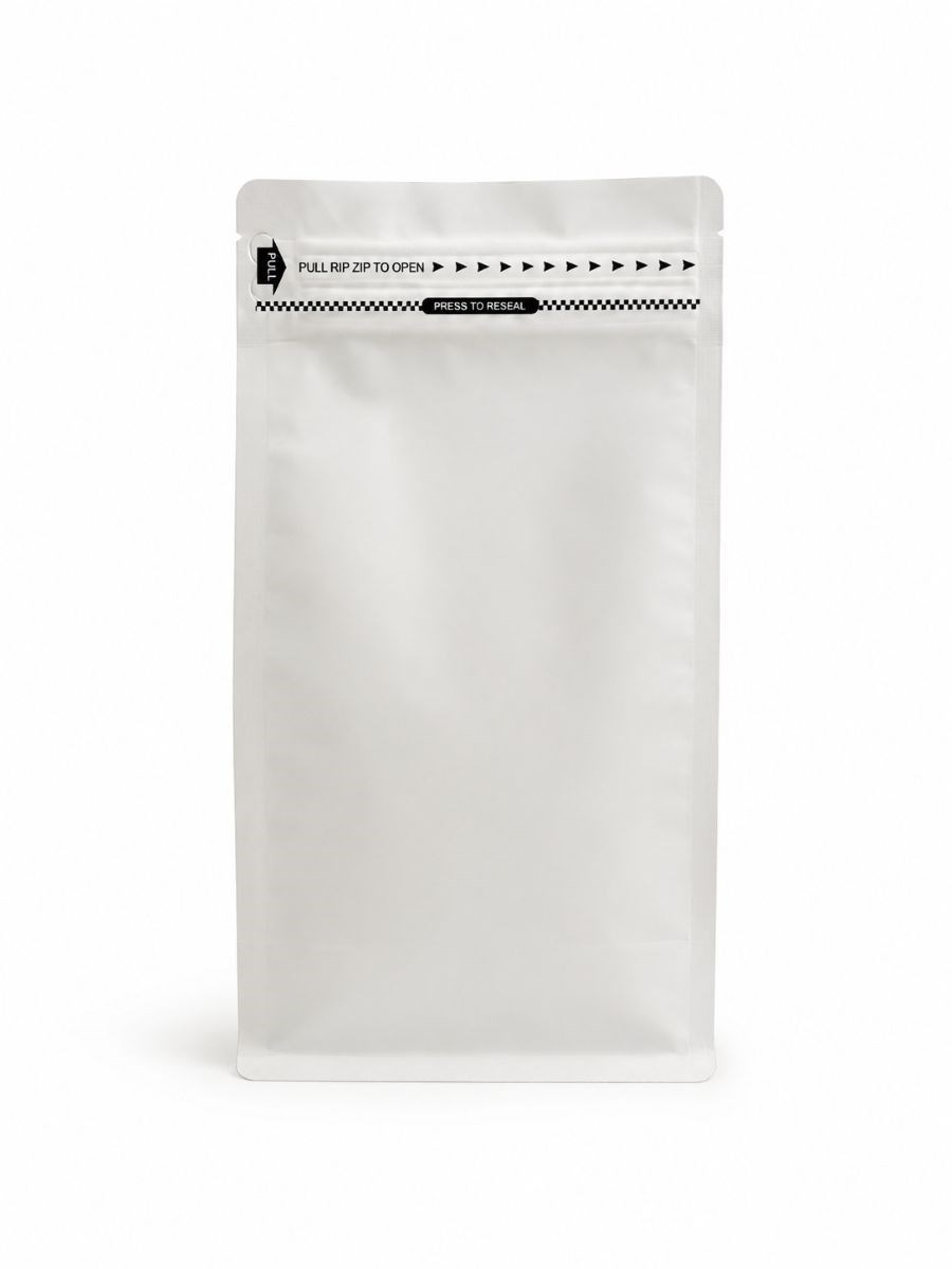 Doypack Kawa Biały Kraft 1kg 140x95x345mm Woreczek Na Kawę Flat Bottom