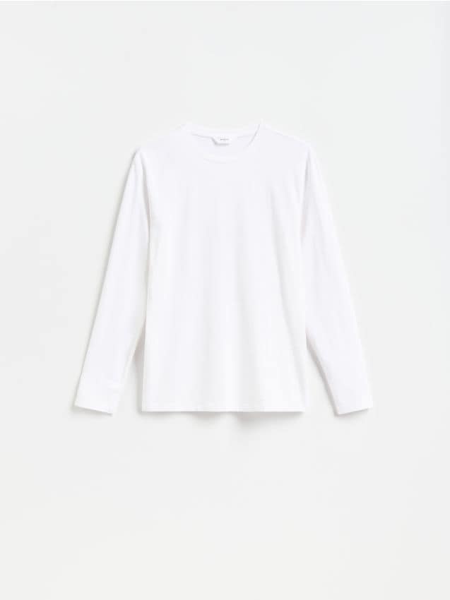 Reserved - Bawełniany longsleeve - biały