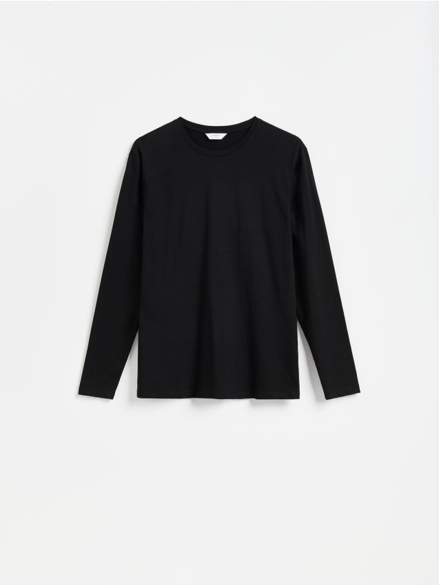 Reserved - Bawełniany longsleeve - czarny