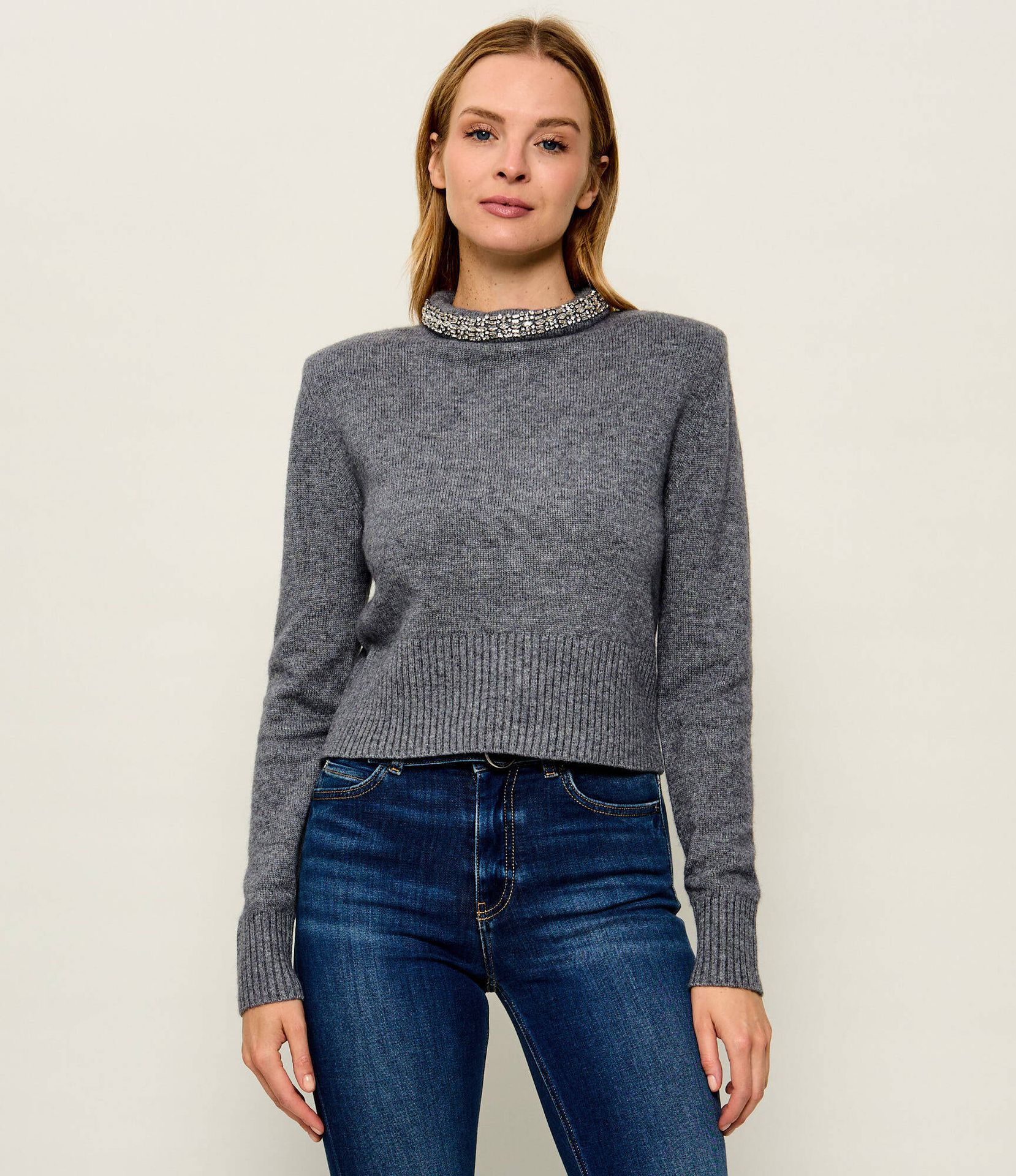 Pinko Półgolf Berlino Cropped Fit z dodatkiem wełny i kaszmiru