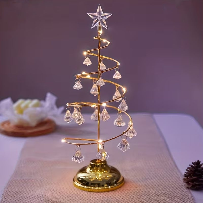 Dekoracja choinki, lampka nocna LED, prezent świąteczny, choinka z kutego żelaza LED, akrylowa lampka nocna dekoracyjna - 19 cm