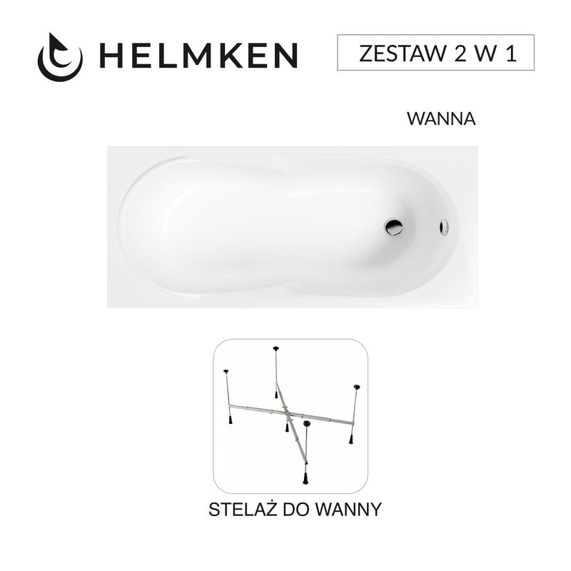 Helmken Wanna akrylowa Celeste 170x75 + Stelaż uniwersalny do wanien 21230020 / 35060075-2S