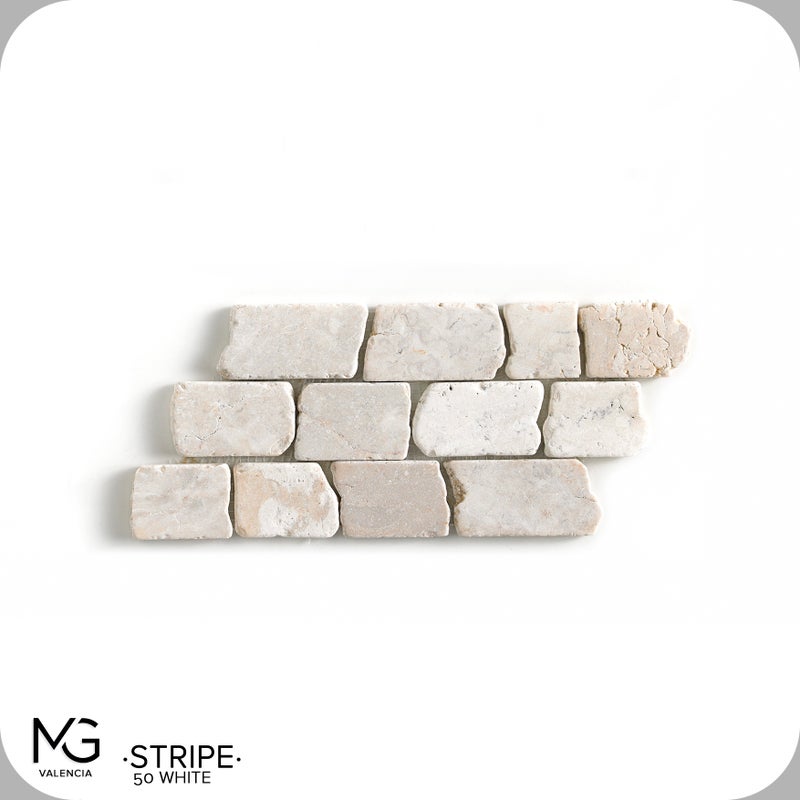 Mozaika z naturalnego marmuru 14,8 x 30,5 cm STRIPES 50 WHITE (Opakowanie 22 siatek = 1 m²)