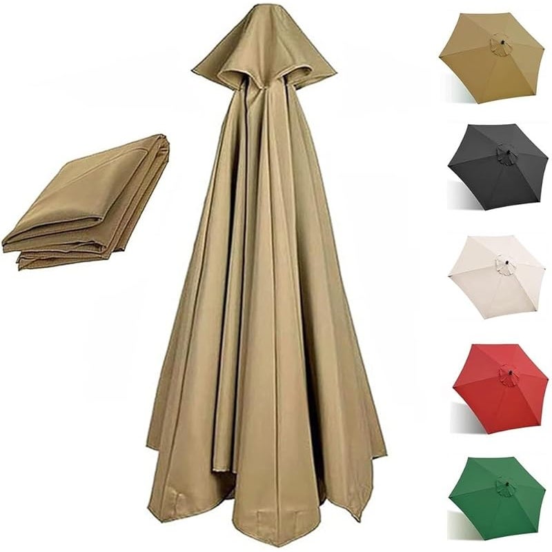 Pokrowiec zamienny do parasola, 6 prętów, 3 m, wodoodporny, odporny na promieniowanie UV, tkanina zamienna, khaki
