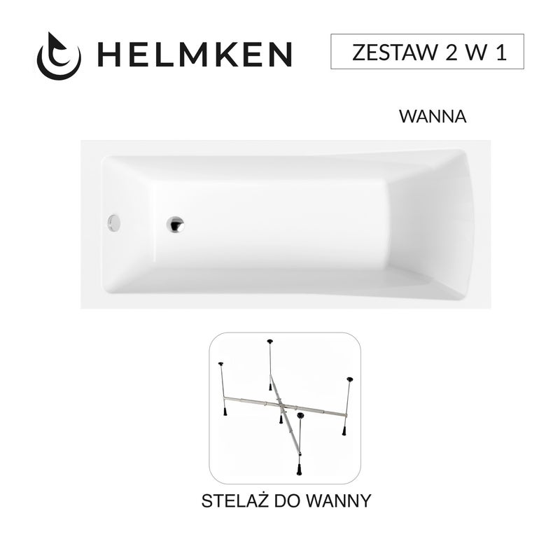 Helmken Wanna akrylowa Aurora 150x70 + Stelaż uniwersalny do wanien 21230020 / 35010050-2S