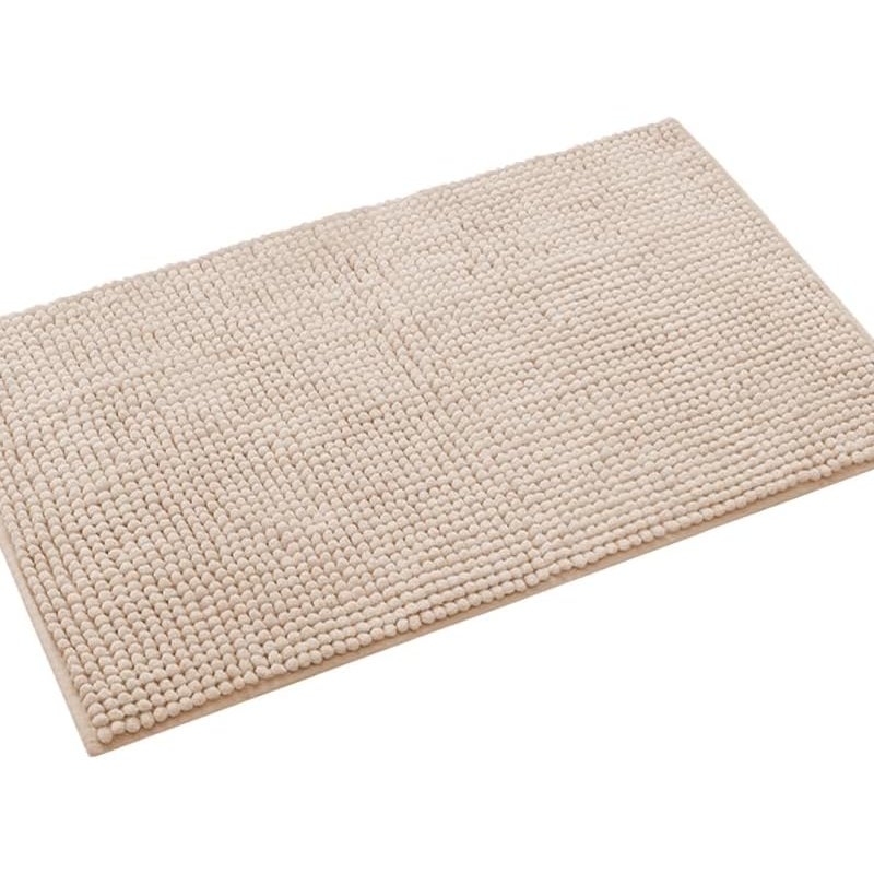 Gruba, chłonna mata łazienkowa z krótkim włosiem, wykonana z szenili, do wanny lub prysznica; miękka, dekoracyjna, zmywalna; khaki; 60 x 90 cm
