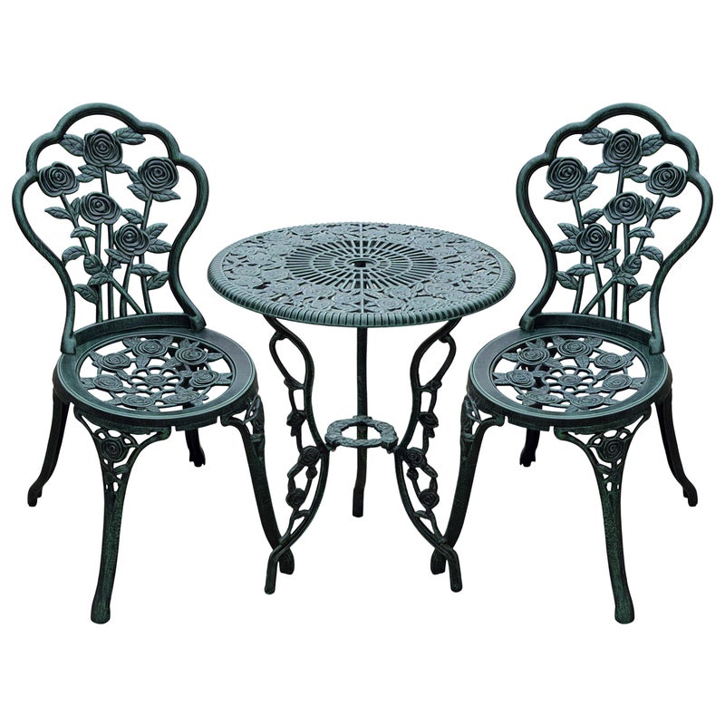 2-osoba zestaw bistro zestaw ogrodowy meble balkonowe zestaw Cast aluminium Antique zielony