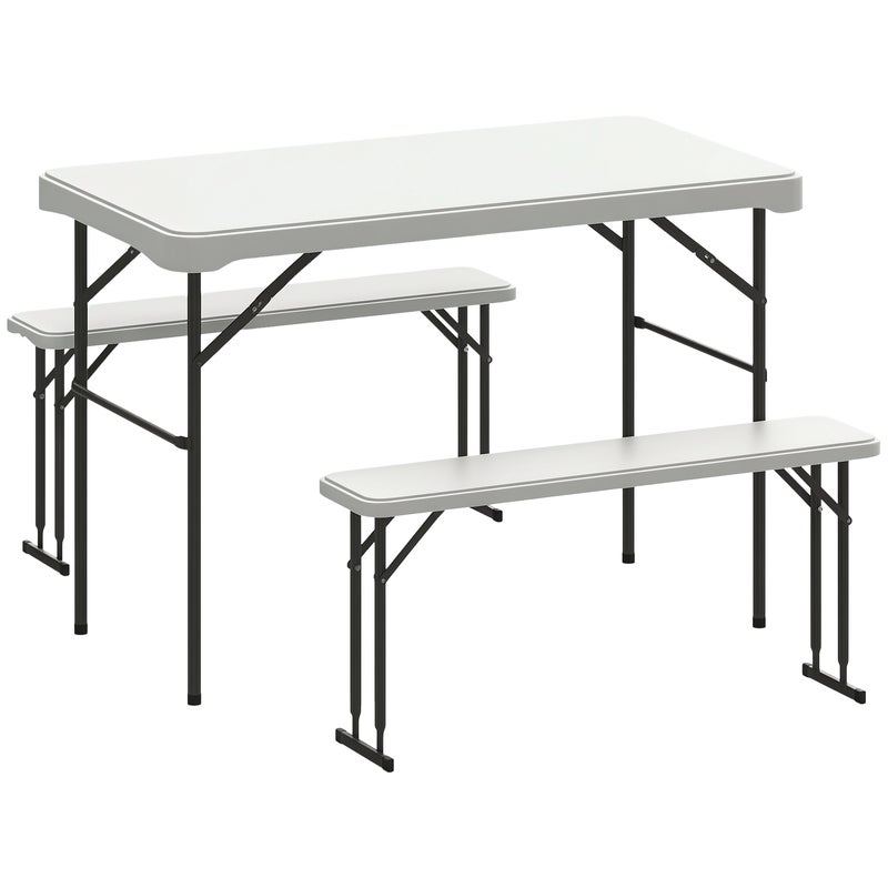 składany piknikowy stół i ławka zestaw, 113 cm, z carrying handles, światło szary i biały składany stół i benches