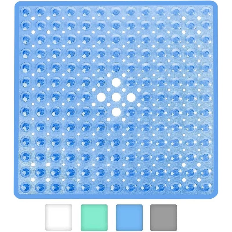 Mata łazienkowa kwadratowa antypoślizgowa 53×53 cm z przyssawkami (niebieska) - Trwała i stylowa - Mata łazienkowa antypoślizgowa - Nowoczesny design