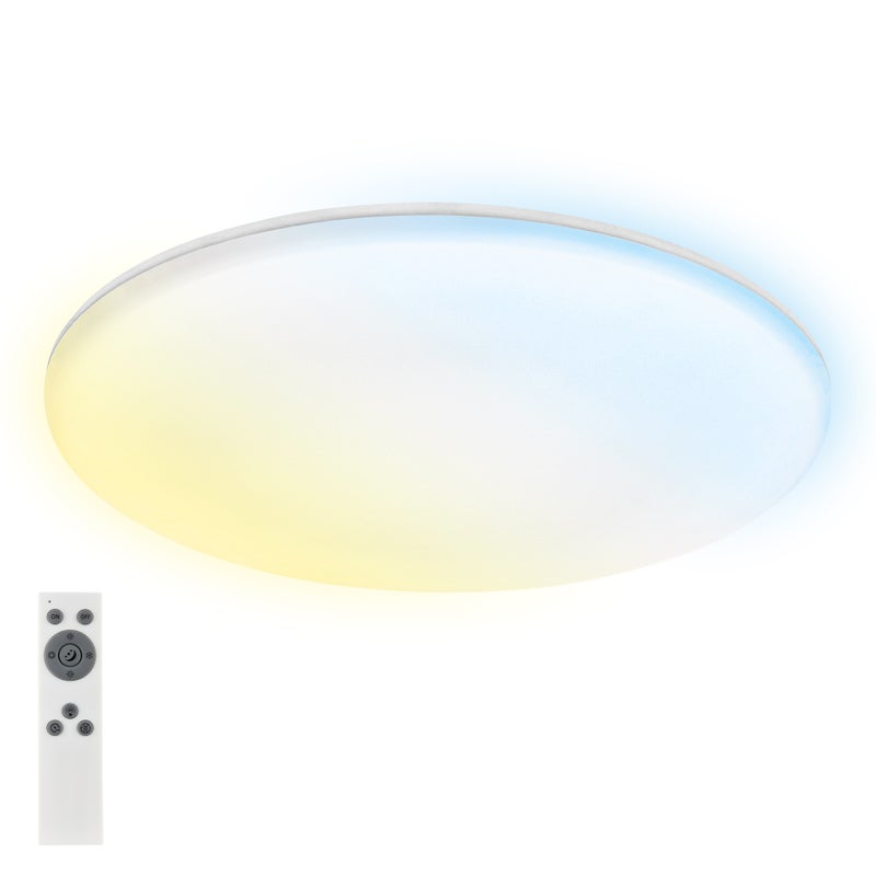 Lampa sufitowa LED BRILONER ROWNY CCT do pomieszczeń wilgotnych, efekt podświetlenia, metal, plastik, kolor biały, 36 W, 3800 lm, IP54