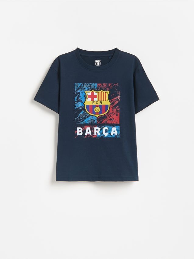 Reserved - T-shirt FC Barcelona - granatowy