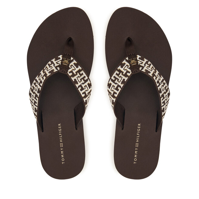 Japonki Tommy Hilfiger Corportate Sandal FW0FW09610 Brązowy