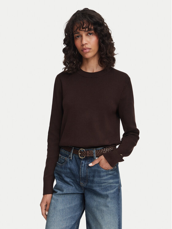 Tommy Hilfiger Sweter WW0WW52298 Brązowy ciemny Regular Fit