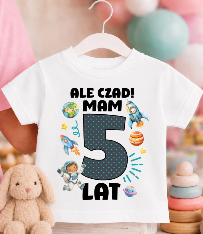 Koszulka URODZINOWA dziecięca ''ALE CZAD MAM 5 LAT''