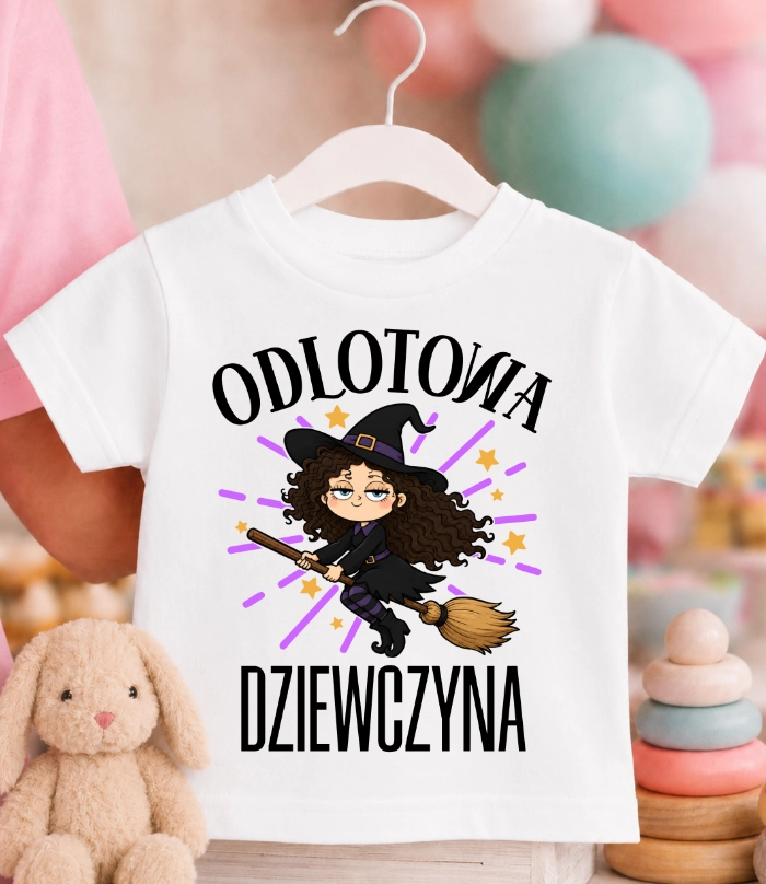 Koszulka dziecięca ''ODLOTOWA DZIEWCZYNA'' WIEDŹMA