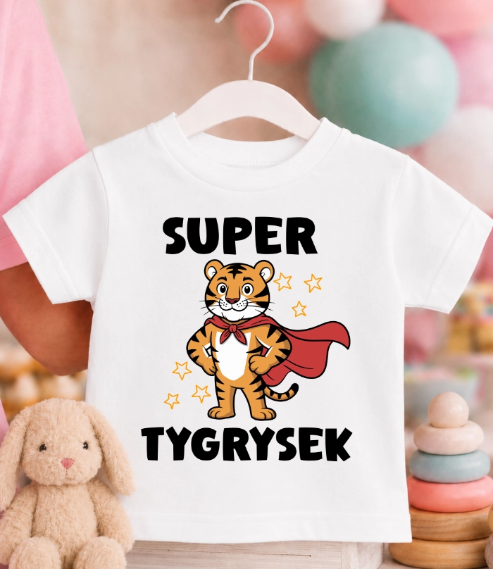 Koszulka dziecięca ''SUPER TYGRYSEK'' Z TYGRYSEM