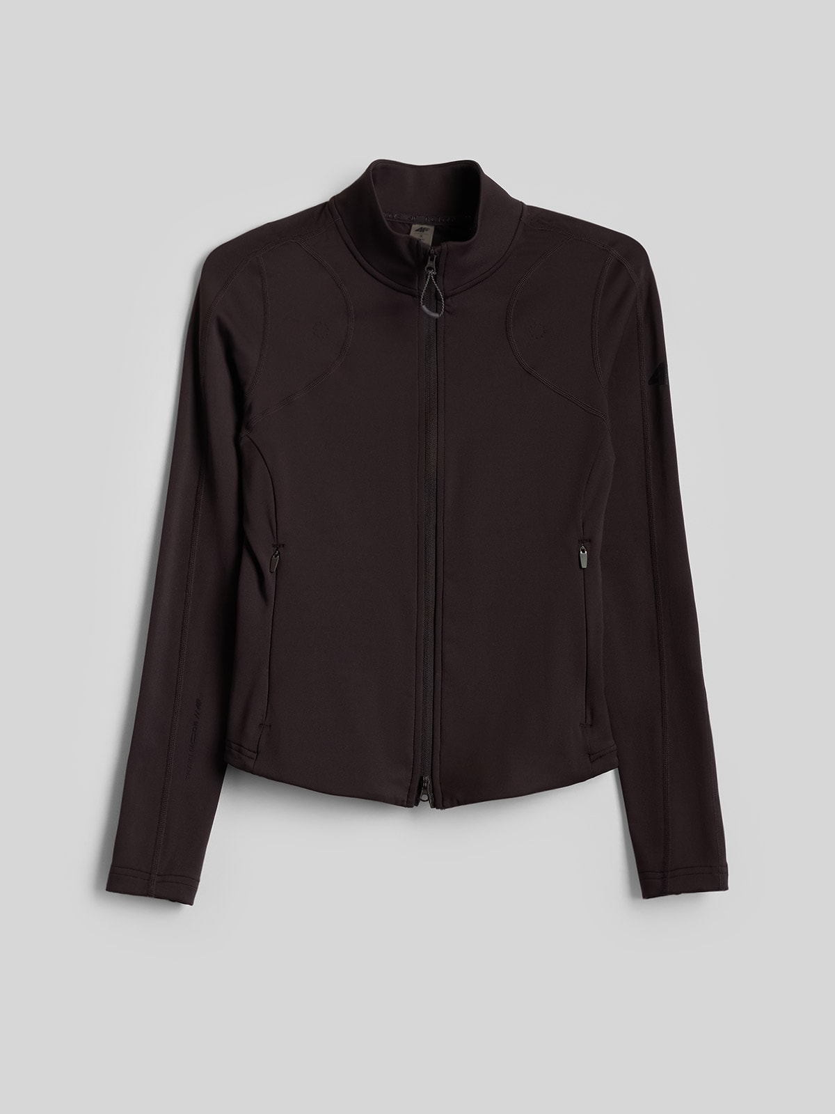 4F Bluza treningowa slim bez kaptura damska - brązowa XS