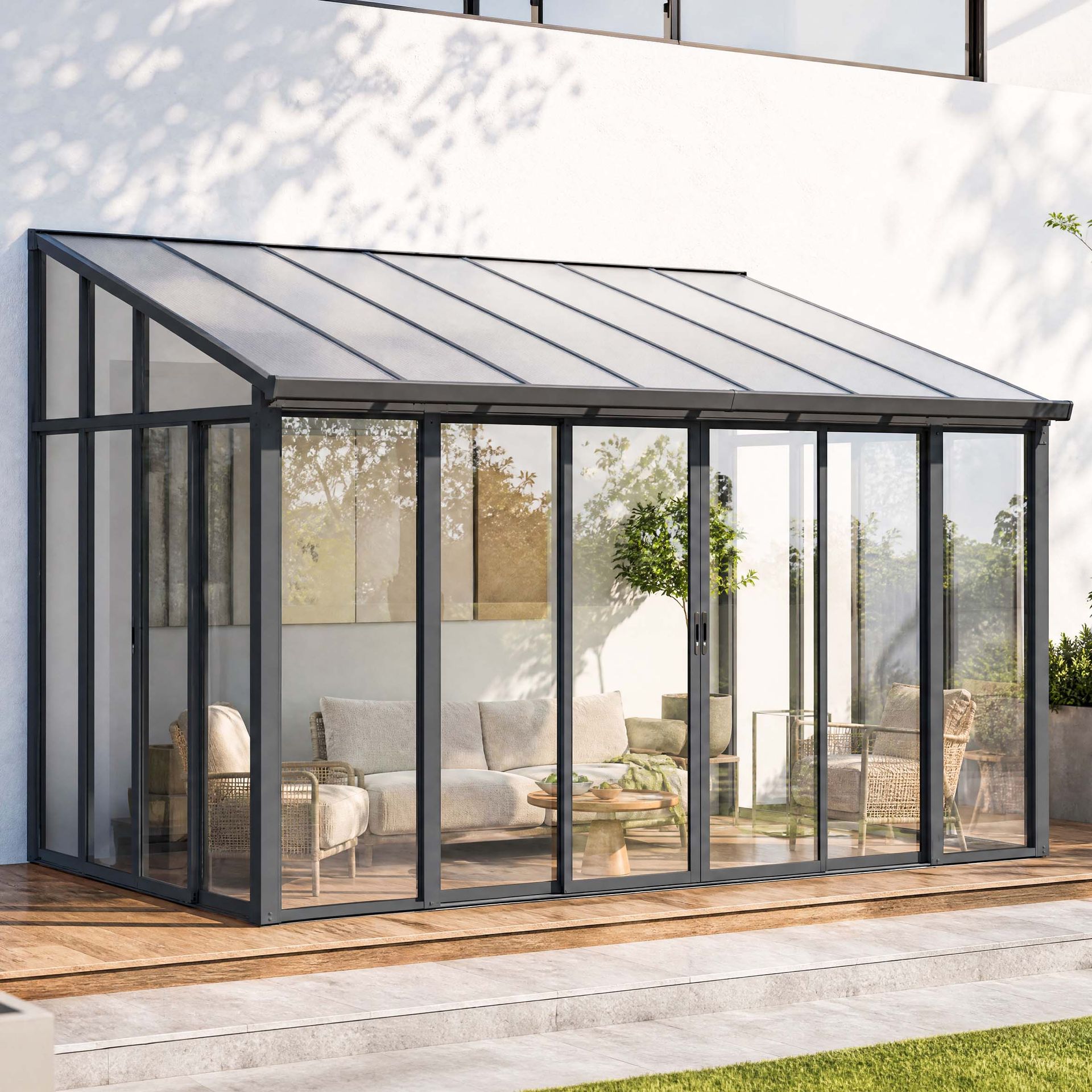 Gutroof Ogród zimowy ASTON 431x305cm Cold Grey 009763