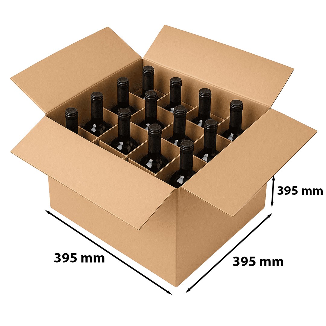 Karton klapowy z kratownicą, pudełko na butelki 395x395x395 mm BC 650