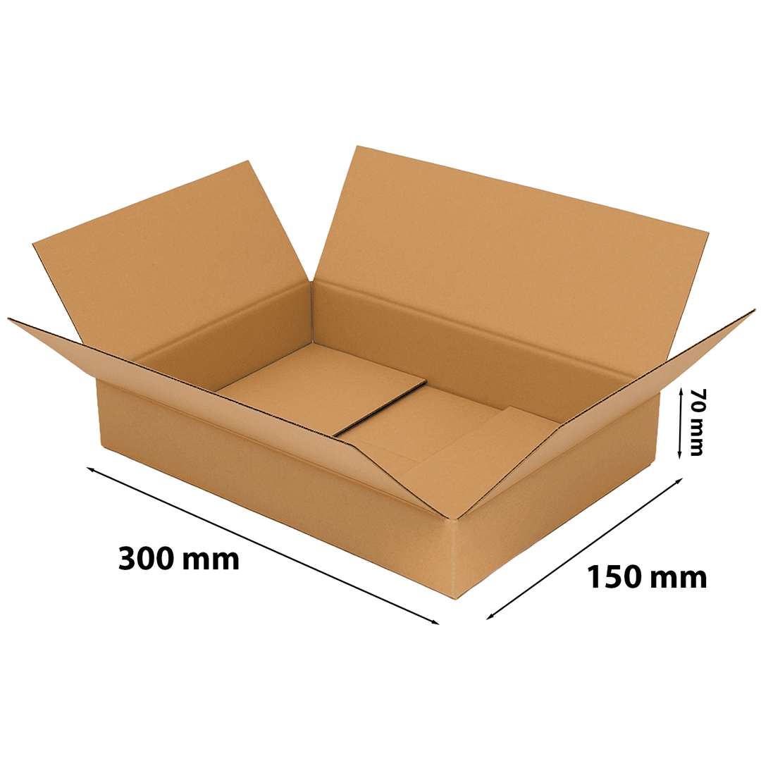 Karton klapowy 300x150x70 mm, brązowe pudełko kartonowe 3-warstwowe