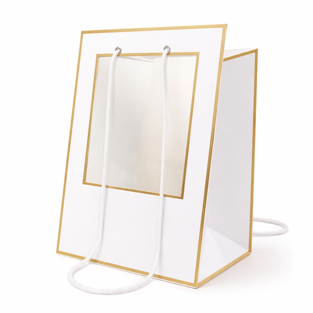 Torba Prezentowa Z Okienkiem 300x300x400mm Biała Torba Na Bukiet