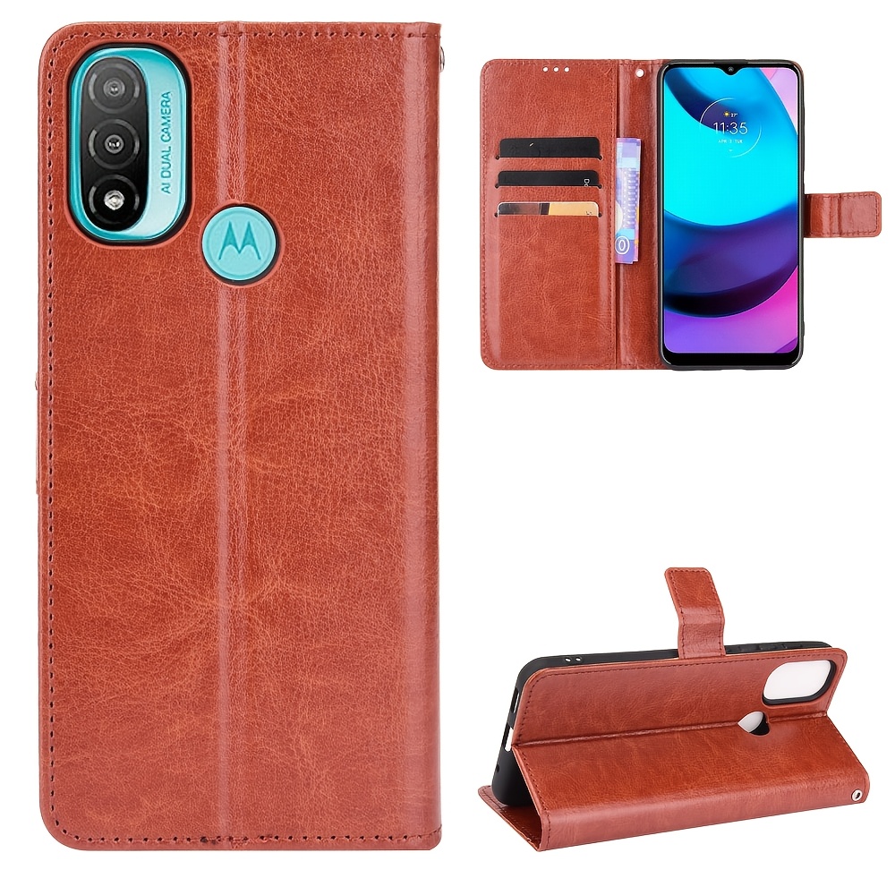 TEMU Etui na telefon: Pasujące do MOTO E20/E40/E30, portfelowe etui ochronne, syntetyczna skóra, etui z klapką i miejscem na karty