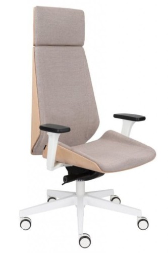 Grospol Moon Wood HD White fotel obrotowy z zagłówkiem