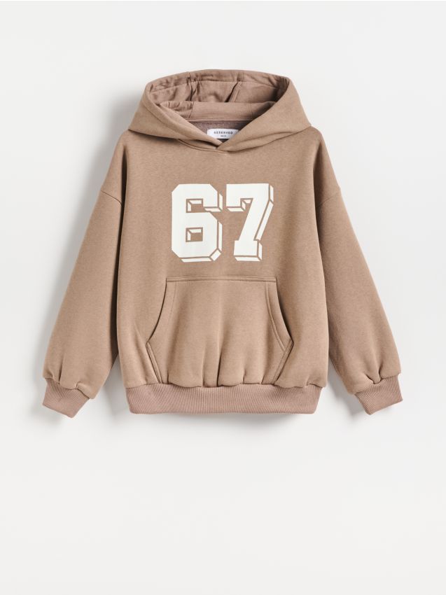 Reserved - Bawełniana bluza oversize - brązowy