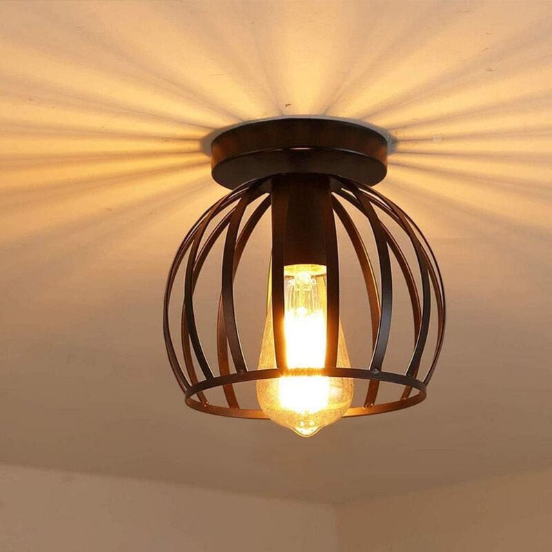 Plafoniera Wintage Industrialna, Oświetlenie Sufitowe E27 Retro Klatkowy Design, Lampa Sufitowa Metalowa Do Kuchni, Sypialni, Przedpokoju, Korytarza