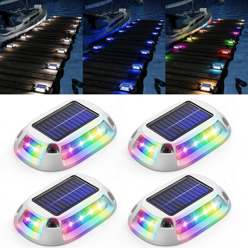 Pakiet 4 lamp solarnych do ścieżek, 9 kolorów, markerów ścieżek, lamp mostowych, słonecznych, wodoodpornych do użytku na zewnątrz.