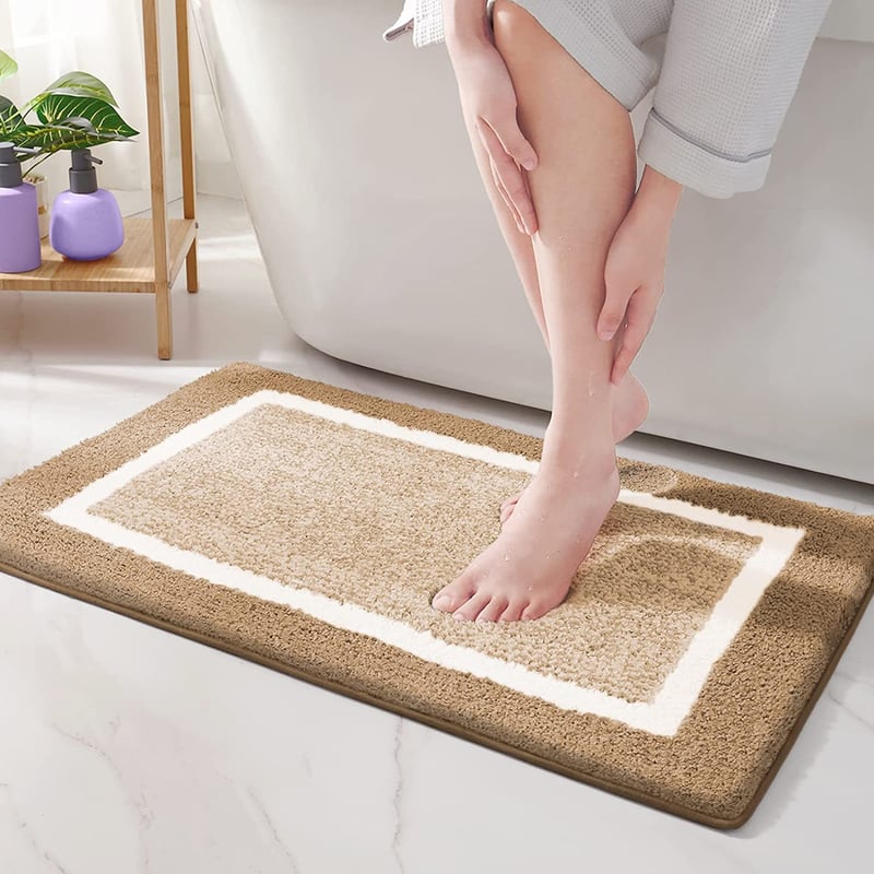 Mata łazienkowa antypoślizgowa – 40 x 60 cm – beżowa, miękka mata łazienkowa z mikrofibry, chłonna, z długim włosiem, nadaje się do prania w pralce