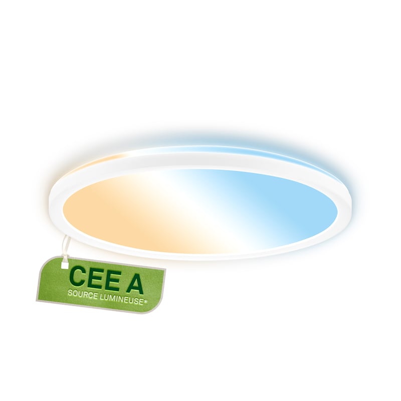 Panel LED CCT - Klasa efektywności energetycznej A - z pilotem - IP20 - śr. 293 x 28 mm - biały - 3000 K - 6500 K - 11,4 W / 2400 lm - Briloner