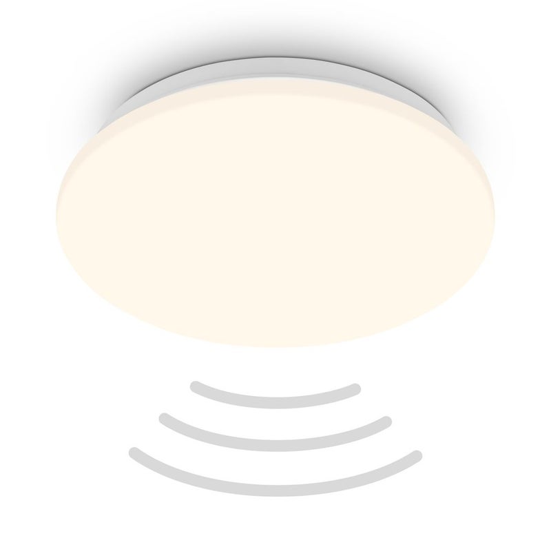 Lampa sufitowa LED Briloner UGO, ciepłe białe światło, czujnik ruchu, biały, Ø27 x 6 cm