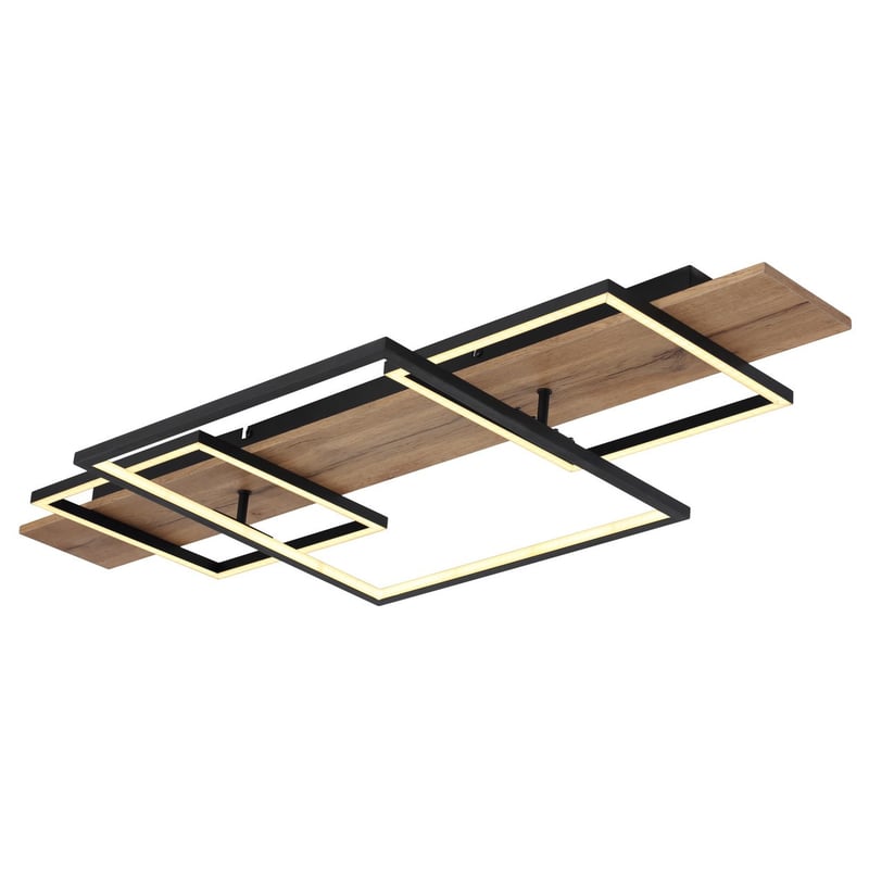 Lampa sufitowa półwpuszczana z wbudowanym oświetleniem LED, 95x40cm, matowa czerń, 3 diody LED 3000K