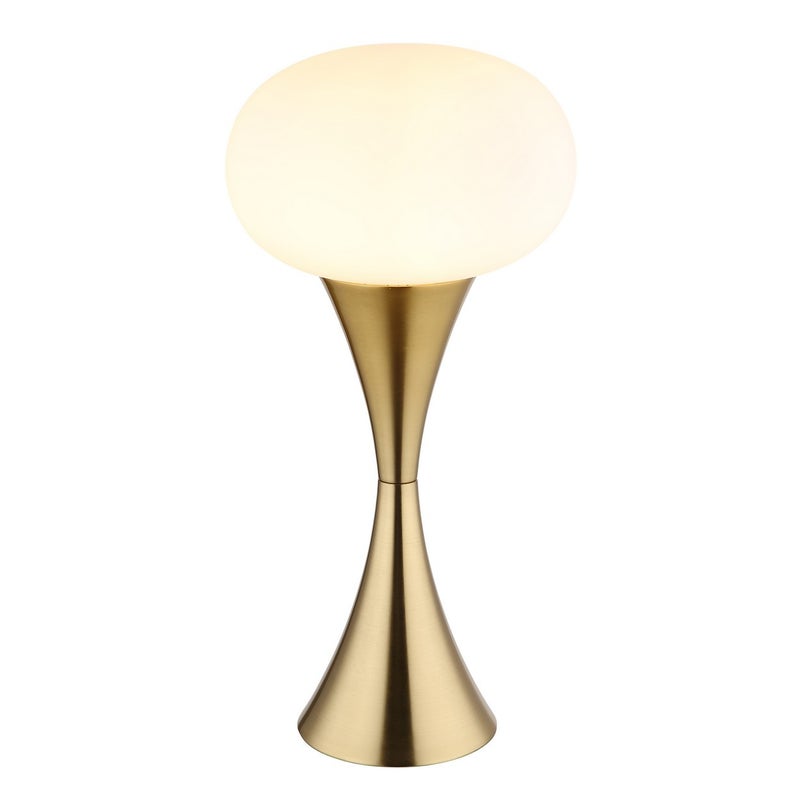 Lampa stołowa Globo Lula Globe, matowy klosz z opalowego szkła w kolorze mosiądzu, 1 żarówka E14